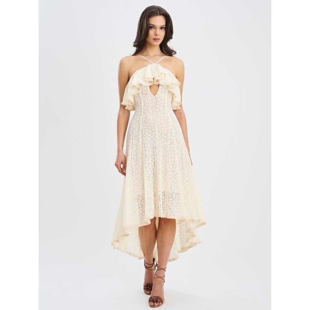 Idra Lace Halter Crochet Midi Dress